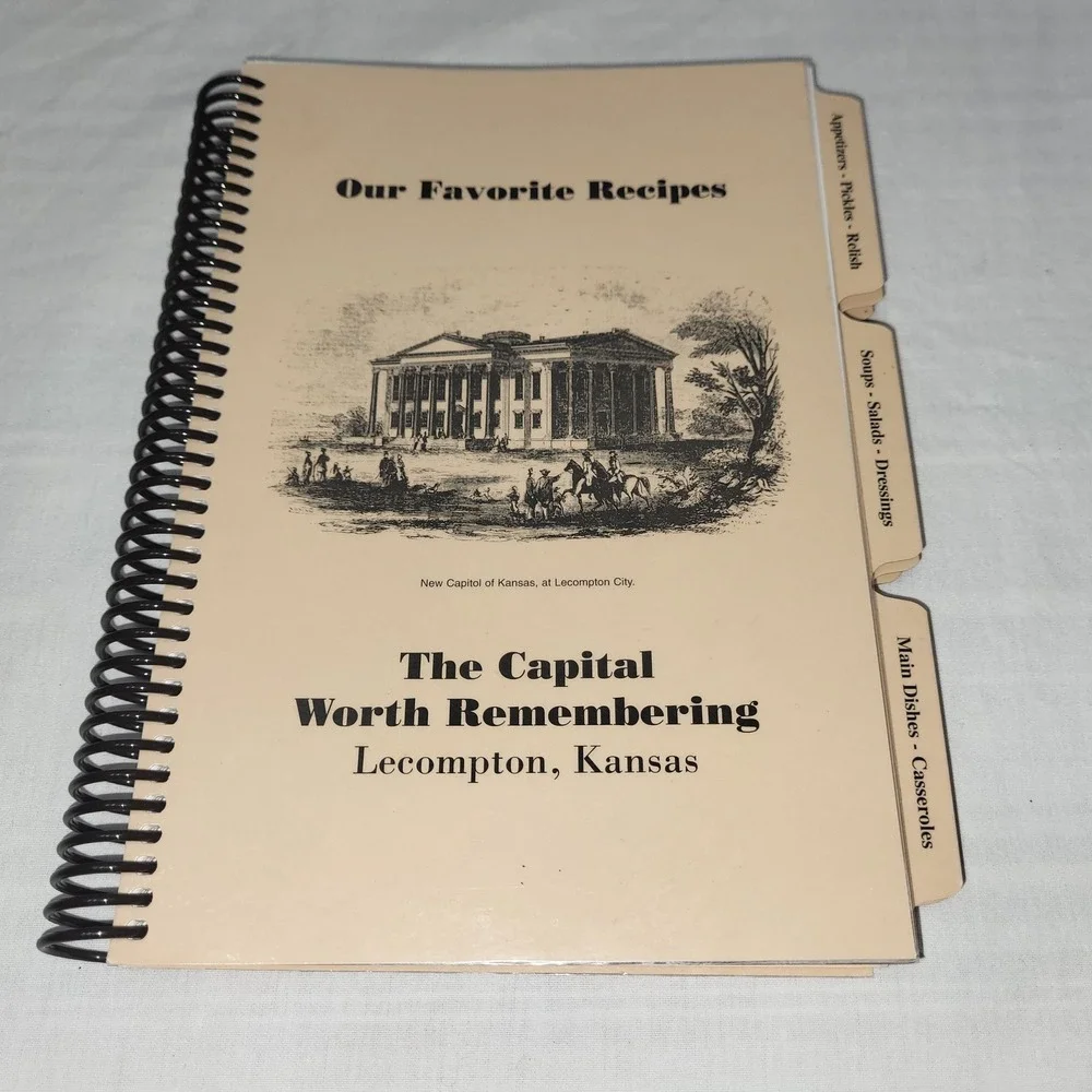 Lecompton Historical Society Cookbook Tan Kansas Recipes Spiral Vintage
